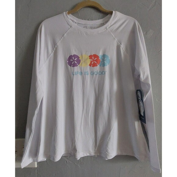 Life is Good Ladies L White Surfer Long Sleeve,18.5 Inch Of Armp To Armp,New. - Picture 3 of 7